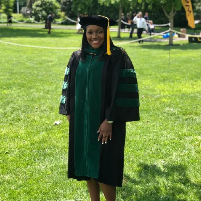 Woman in graduation gown