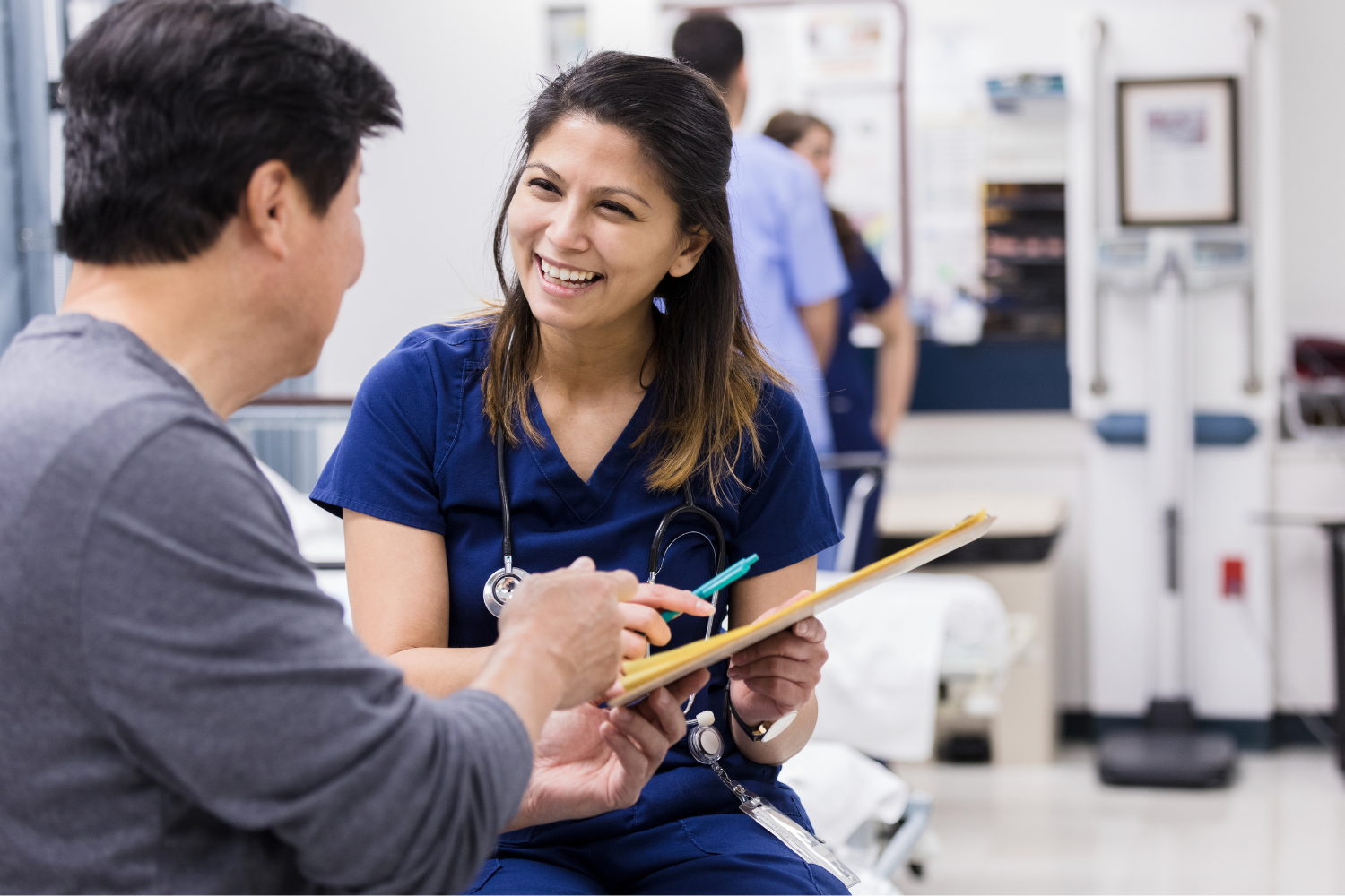 Doctor talks to patient