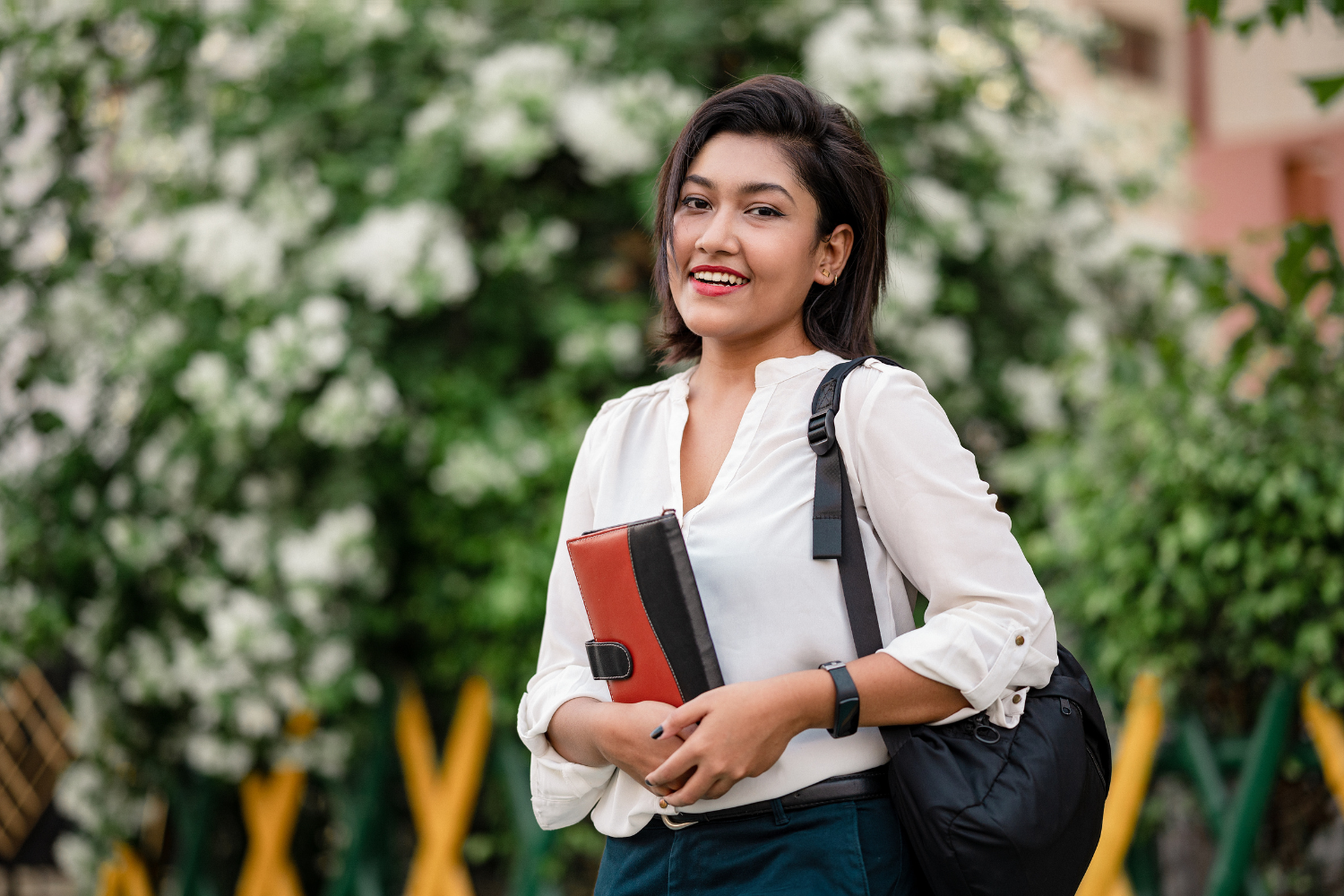 Female student with backpack