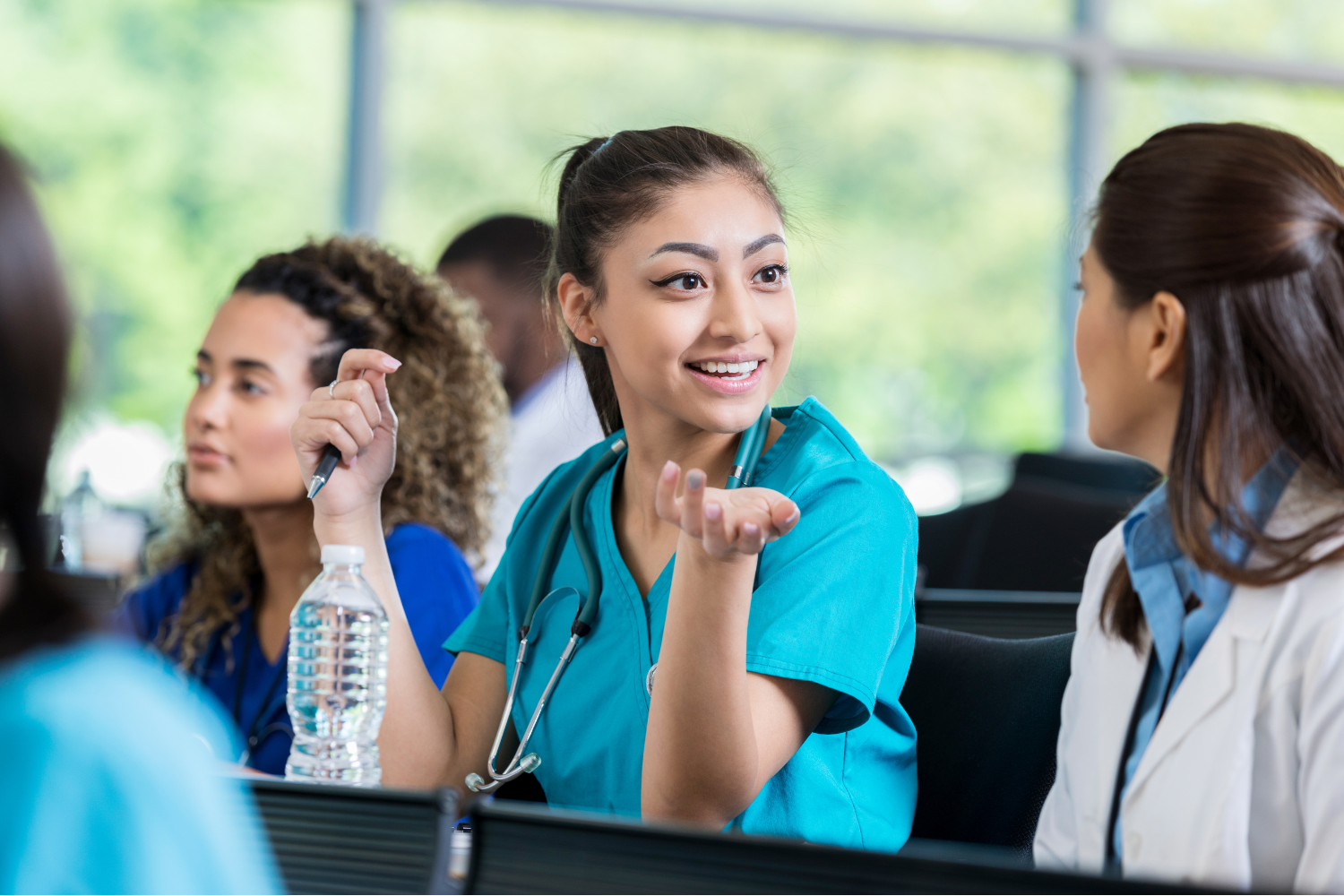 Medical student in class