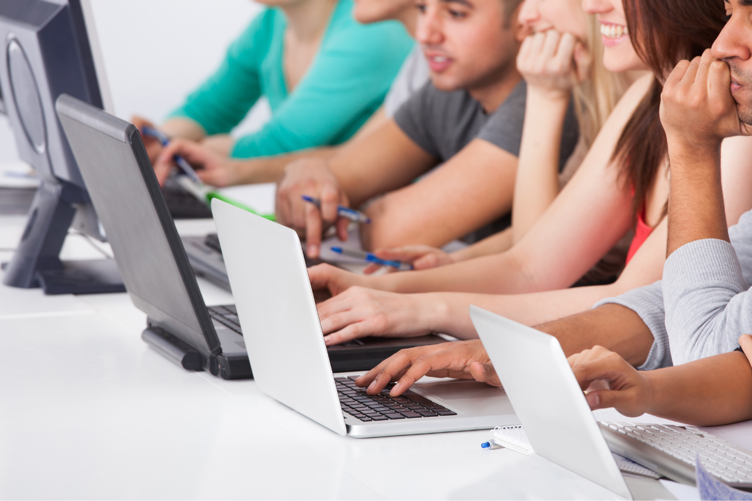 Students working on computers