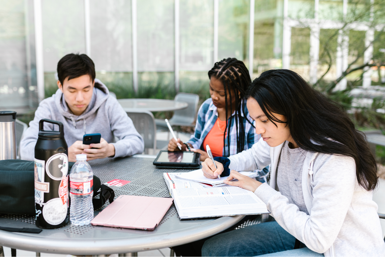 Students study outside